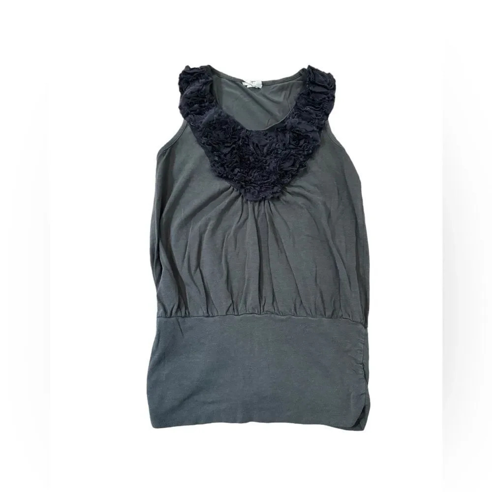 Y2K forever 21 statement neck comfy sleeveless tee no size measures XS charcoal